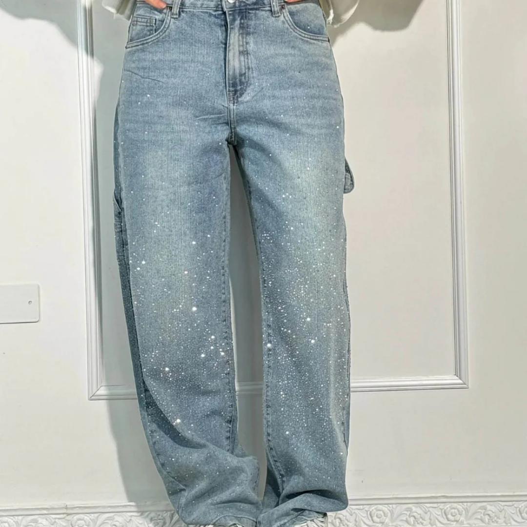 Jalor™ | Jean décontracté scintillant avec strass brillants