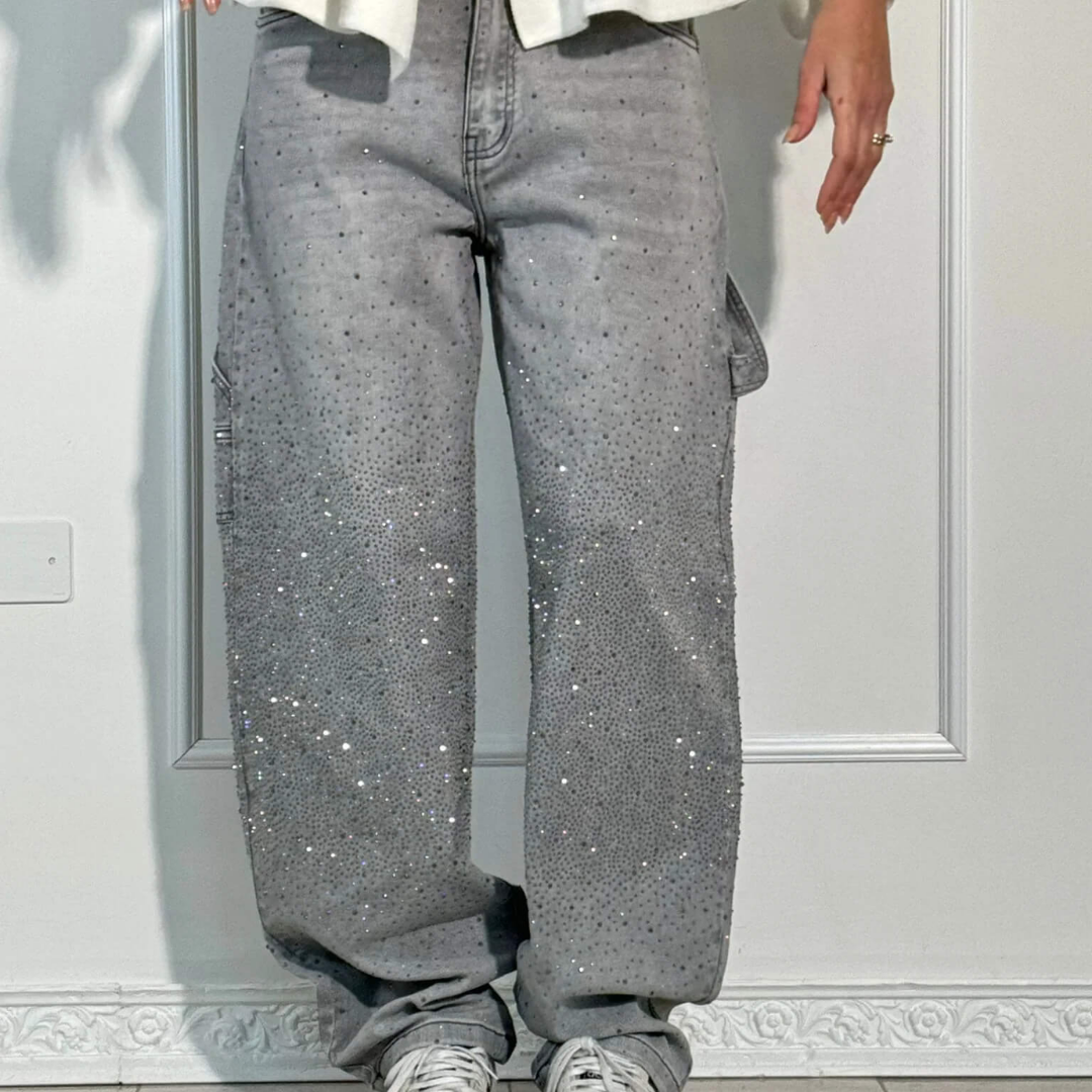 Jalor™ | Jean décontracté scintillant avec strass brillants