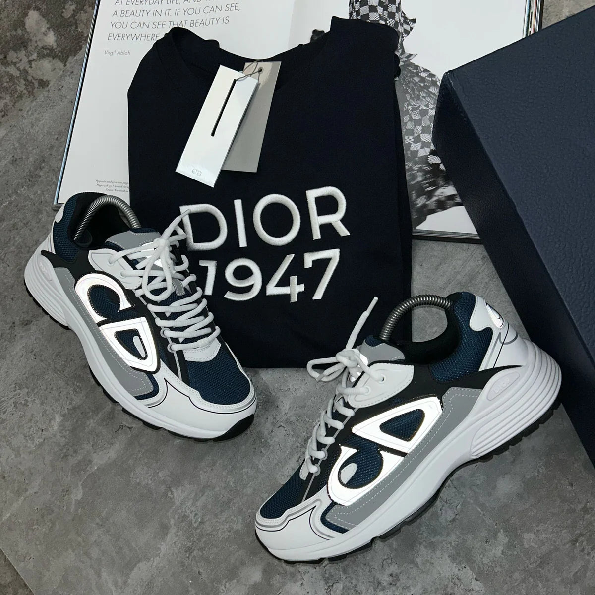 (PRÉCOMMANDE) B30 - BASKETS - BLANC/MARINE