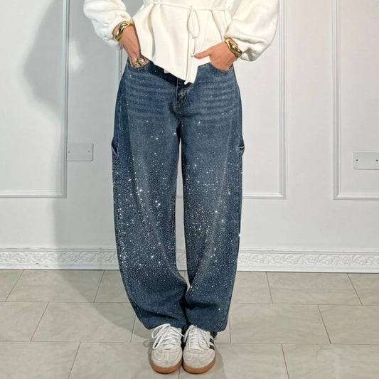 Jalor™ | Jean décontracté scintillant avec strass brillants